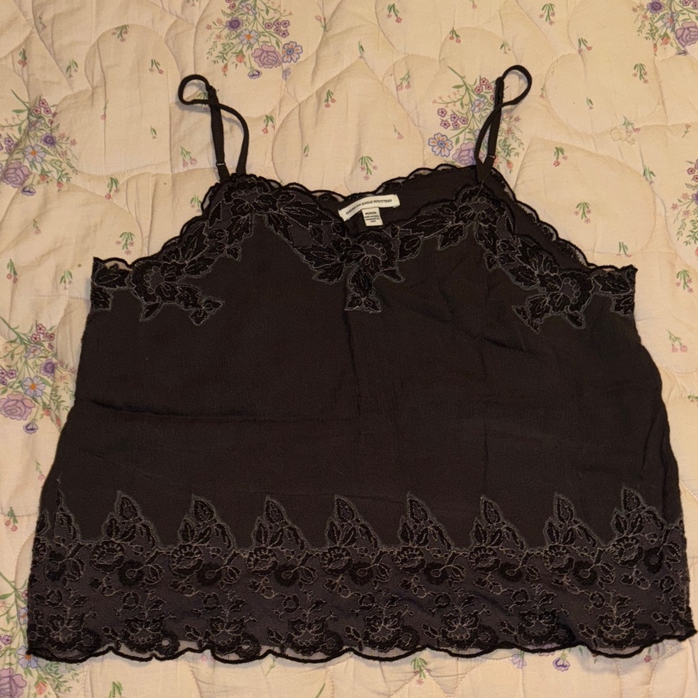 American Eagle Outfitters Black Embellished Crop Camisole